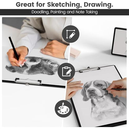 Extra Large 11x17 Clipboards, Landscape and Vertical Layout 2 Pack | Black Plastic Drawing Boards with Low Profile Clip. Suitable for Watercolor, Sketching, Painting. Art & Drafting Supply - color: Black