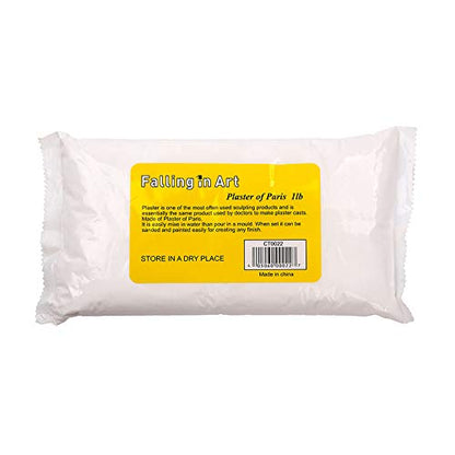 Falling in Art 1lb Plaster of Paris - Plaster Hand Mold Casting Kit Powder, Gypsum Cement, Pottery & Ceramic Plaster Powder for Crafts, Sculpture, Diorama and Home Decor - size: 1lb