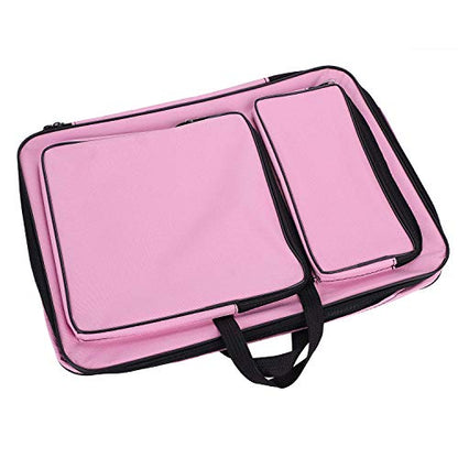 haozaikeji A3 Artist Portfolio Carry Case Bag Portable Waterproof Canvas Shoulder Bag Painting Pad Backpack for Sketching Painting Art Supplies with Shoulder Straps & Carry Handle - color: Pink