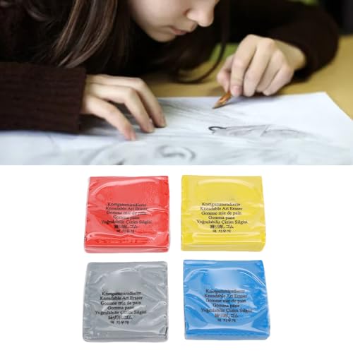 4 Color Eraser Set Kneaded Art Erasers for Sketching, Charcoal Pencil, Painting and Shading - Flexible and Malleable, Easy to Clean, Ideal for Artists and Students