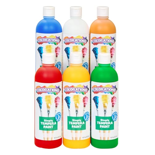 Colorations Paraben-Free Simply Tempera Paint 16 oz. - Set of 6 - color: Assorted, 6 Primary Colors