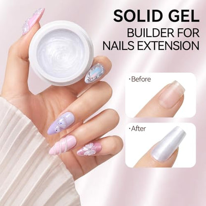 Makartt Pearl White 3D Gel Nail Art: Solid Builder 3D Sculpting Nail Gel Non-sticky for Molding Extension Shaping Sculpting Nail Strengthen Hard Gels UV/LED Lamp Required 15ml - color: Pearl White