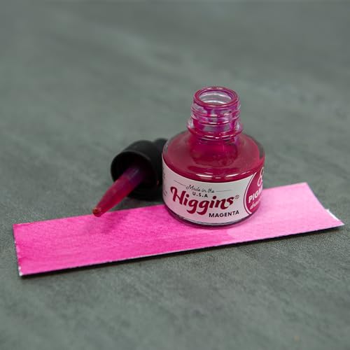 Higgins Magenta Pigmented Drawing Ink - for Artists and Students - 1 oz. Glass Bottle (HIG44665) - color: Magenta