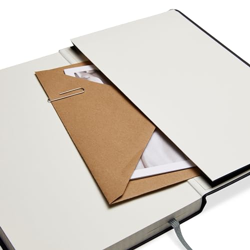 Amazon Basics Classic Lined Writing Notebook for Note Taking and Journaling, Hardcover with Elastic Closure, 240 Pages, 5" x 8.25", Black - size: 1 Pack, style: Ruled