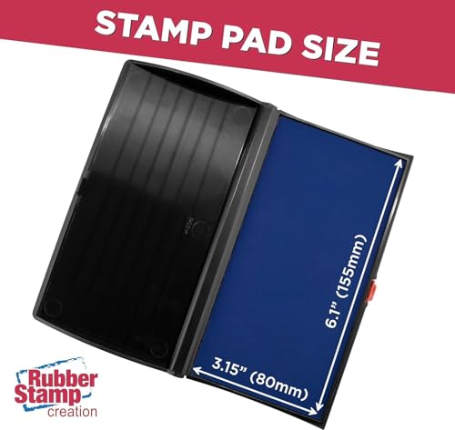 Large Premium Blue Ink Stamp Pad - 3" by 6" - Quality Felt Pad - Case with Closing snap - color: Blue, size: 3" x 6"