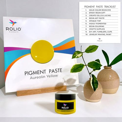 Rolio Yellow Pigment Paste for Epoxy Resin, Aureolin Yellow – 2oz Jar – Opaque Epoxy Colorant, Resin Dye Paste, High-Intensity Pigment Paste for Art, Jewelry, Crafts, Tumblers & DIY Projects - color: Aureolin Yellow