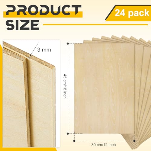 Juexica 48 Pcs 12" X 24"x 1/8" Basswood Craft Sheets 3mm Plywood Board Wood Thin Sheets for Arts Crafts Woodworking Scroll Sawing Projects Painting Drawing Laser Cutting Projects - size: 12" X 24"X 1/8"