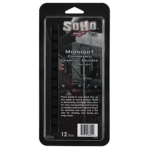 Soho Urban Artist Compressed Charcoal - Drawing Charcoal for Artists, Students, Blending, Live Figure Drawing, & More! - [Midnight Black - 120 Pack] - size: 120 Pack
