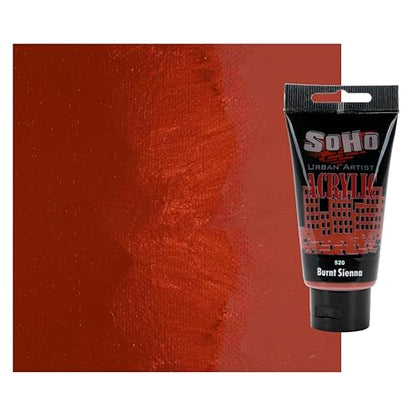 Soho Urban Artist Heavy Body Acrylic Paint - 75 ml Tube - Burnt Sienna - Thick, Rich Color, Excellent Coverage, Professional Quality - Artists Acrylic Paint - color: Burnt Sienna, size: 2.54 Fl Oz (Pack of 1)