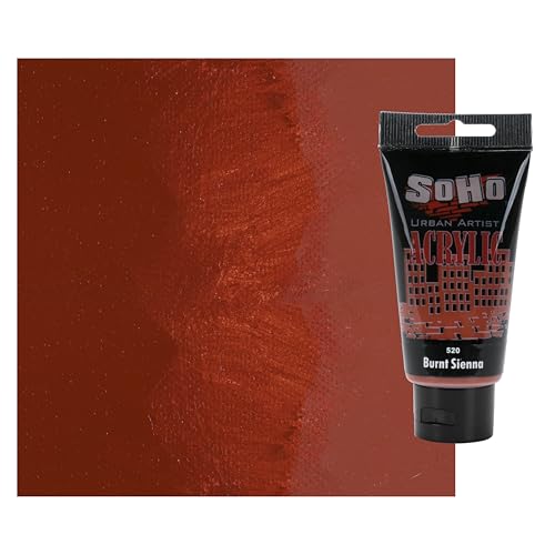 Soho Urban Artist Heavy Body Acrylic Paint - 75 ml Tube - Burnt Sienna - Thick, Rich Color, Excellent Coverage, Professional Quality - Artists Acrylic Paint - color: Burnt Sienna, size: 2.54 Fl Oz (Pack of 1)