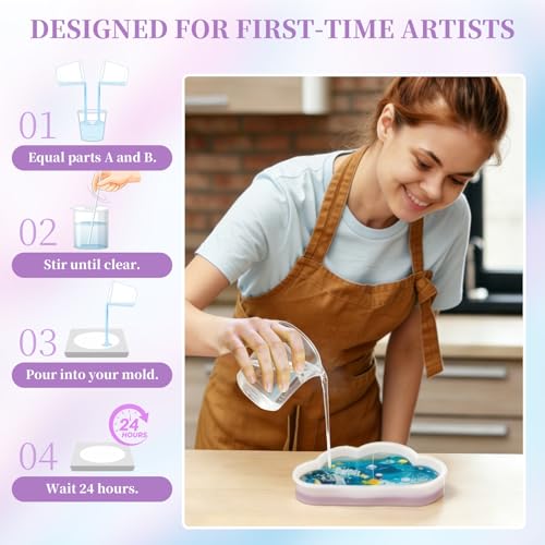 K KERNOWO Epoxy Resin Kit 2 Part Resin and Hardener Bubble Free & Crystal Clear Epoxy Resin for Beginners for Casting Coating, Jewelry Making, DIY Crafts - color: Purple