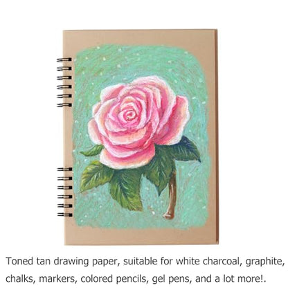 SuyuanArt A5 Toned Tan Sketch Pad, 5.5" x 8.5" (1 Pack, 50 Sheets) - Spiral Bound Mixed Media Sketchbook for Drawing, Doodling, Sketching & Painting - Acid Free, Artist Paper for Charcoal, Pencil, Pen - color: Toned Tan Sketch Pad (5.5" X 8.5") ﻿