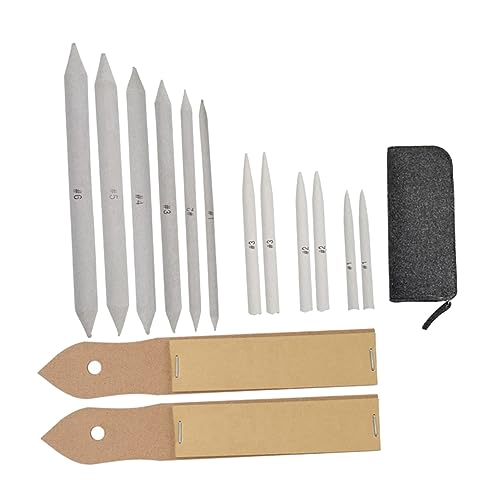Anneome 15pcs Sketch Tool Stumps and Tortillions Set for Artists Sandpaper Pencil Sharpener Blending and Drawing Supplies for Beginners and Professionals