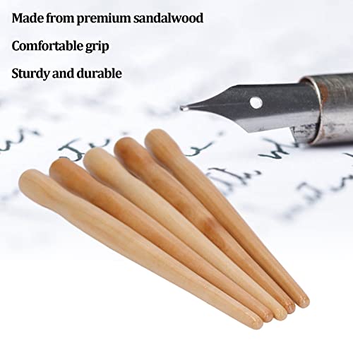Cunyuer Dip Pen Nib Holder, 5PCS Sandalwood Professional Nib Holder for Cartoon Calligraphy Painting Writing (Wood Color)