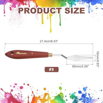MECCANIXITY Pack of 1 Palette Knife No.9, 8.4" Long Palette Knives with Stainless Steel Flexible Spatula Pallet Knife and Wood Handle for Scraping, Mixing, Oil Acrylic Painting Canvas - style: No.9