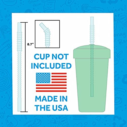 Re-Play 7.375" Reusable Locking Straws with Cleaning Brush, Replacements for Re-Play Straw Cups & Sippy Cups, Dishwasher Safe - Silicone (Pack of 4)