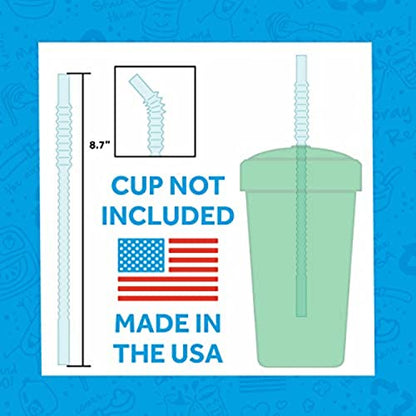 Re-Play 7.375" Reusable Locking Straws with Cleaning Brush, Replacements for Re-Play Straw Cups & Sippy Cups, Dishwasher Safe - Silicone (Pack of 4)