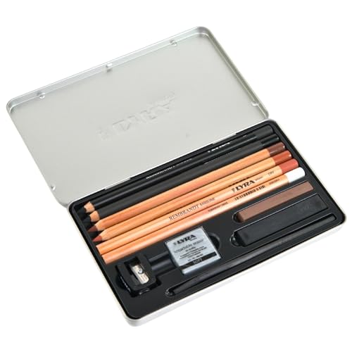 Lyra Rembrandt Sketching Set - 11 Assorted Carbon Pencils Drawing Charcoal Pastel Sticks and Accessories for Artists - Variety of Multipurpose Durable Pencils for Drawing Blending & More