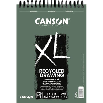Canson XL Series Recycled Drawing Paper Pad, 9" x 12", White, 70 lb. (114gsm), Ideal for Dry Media, 60 Sheets/Pad - size: 9x12