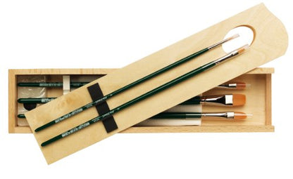 da Vinci Oil & Acrylic Series 5243 Nova Synthetic Paint Brush Set with Wood Mixing Palette, Multiple Sizes, 5 Brushes (Series 1670, 1870, 1875) - style: Nova Oil & Acrylic Synthetic Wood Box Set