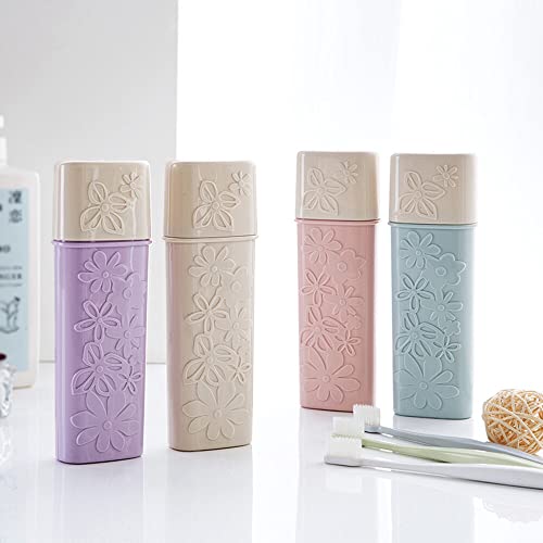 2PCS Plastic Portable Toothbrush Holder Toothpaste Cases Travel Use Waterproof Wash Gargle Cup Case Holder Jar Container with Lid for Outdoor Trips 7.8''