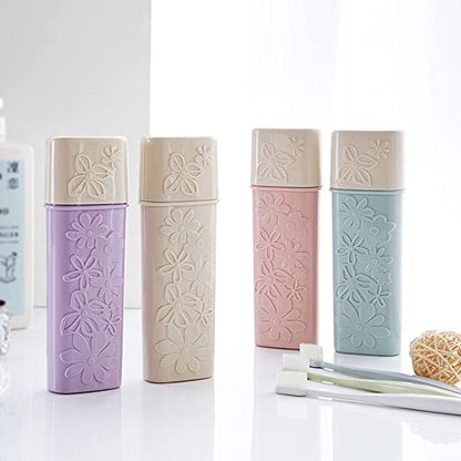 2PCS Plastic Portable Toothbrush Holder Toothpaste Cases Travel Use Waterproof Wash Gargle Cup Case Holder Jar Container with Lid for Outdoor Trips 7.8''