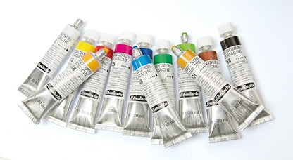 Schmincke - Designers Gouache, gold ochre, 20 ml tube, 25 672 007, streak-free application, maximum coverage, colour intensive and velvety matt