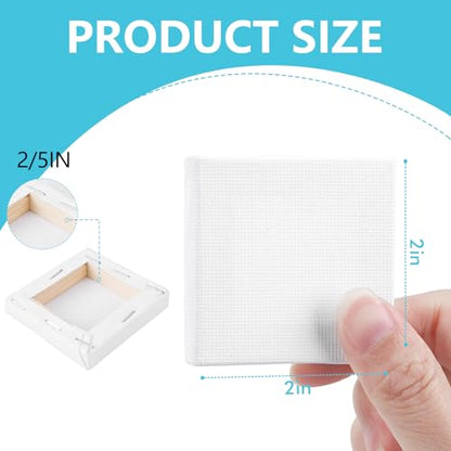 ESRICH Mini Stretched Canvas 24Pack 2x2inch, 2/5''Profile Art Primed Canvases for Painting, Cotton Small Professional Stretched Canvas for Kids and Art Supplies. - size: 2x2in-24Pack