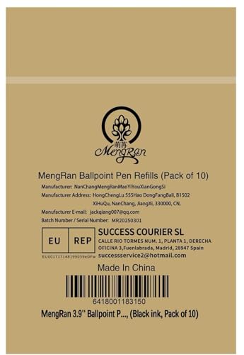 MengRan 3.9'' Ballpoint Ink Pen Refills,Black Ink,Medium,10Pcs | Compatible with Parker Pen Refill, for Click Pens & Twist Pens - color: Black Ink