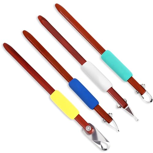 Lanties 4 Pcs Pottery Carving Tool Set Sculpture Scraper Craft Modelling Tools Red Pear Wood Texture Handle with Stainless Steel Blade for Clay Carving, Ceramic Sculpting, Graffito (Classic Color) - color: Classic Color