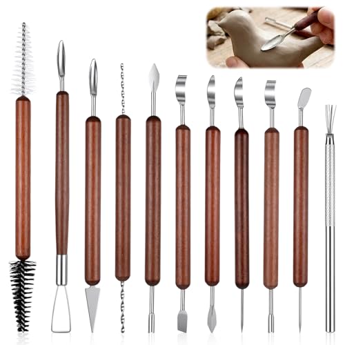 11 Pcs Double-Sided Polymer Carving Tool Kit Clay Tools Sculpting Polymer Modeling Clays Cutters Sculpture Set for Carving Ceramics Air Dry Polymers Clays