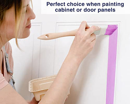 Zibra 3 PC Detail Paint Brush Set with Assorted Paint Brushes for Murals, 1" Square, Round, Triangle