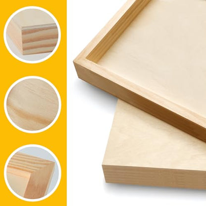 Falling in Art 2 Pack Unfinished Wooden Canvas Panels, 5x5 Gallery Birch Wood Panels Kit, 1 1/2" Deep Art Cradle Boards for Acrylic Painting, Pouring and Burning - size: 5*5 2 Pack