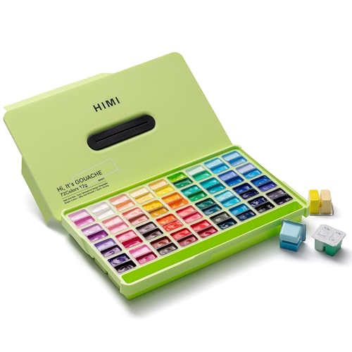 HIMI Twin Cup Jelly Gouache Paint Set, 72 Colors 12g, Jelly Cup Design, Non Toxic Paint for Canvas and Paper, Art Supplies for Professionals (72 Colors) - color: 72 colors