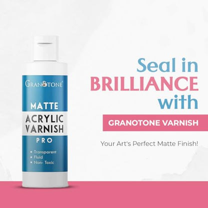 GRANOTONE Matte Finish Varnish for Acrylic Painting 3.38 fl oz Non Yellowing Non Toxic Anti Crazing 100 ML for Pro Artists Hobby Painters - style: Matte