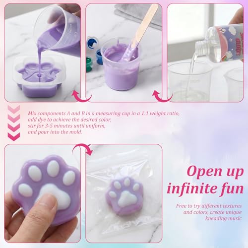Tcwhniev DIY Squishy Kit, 18oz Bubble-Free Liquid Silicone for Handmade Squishies, Fast 2-3H Cure Stress Relief Sensory Toy Squishy Making Kit, Arts & Crafts Gift for Adults Beginners