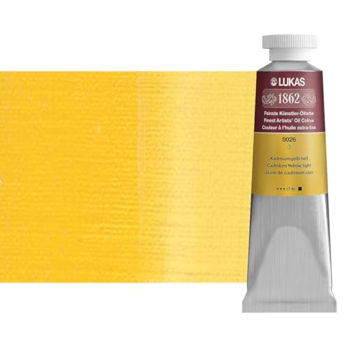 Lukas 1862 Professional German Oil Paint, Cadmium Yellow Light 37 mL - w/Beeswax & Non-Yellowing Sunflower Oil, Short Drying Time, Smooth, Outstanding Lightfastness - color: Cadmium Yellow Light, size: 1.25 Fl Oz (Pack of 1)