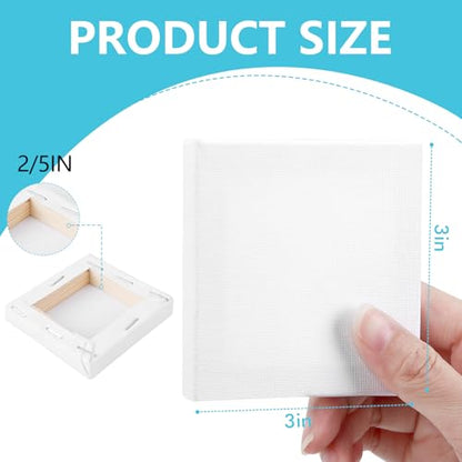 ESRICH Small Canvases for Painting 3x3IN, Mini Canvas in Bulk 12Pack, 2/5In Profile Small Square Canvas, Blank Canvases are Great for School Projects and Kids Birthday Parties, Home Decor Project. - size: 3x3in-12Pack