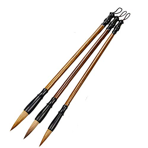 Befiy Chinese Calligraphy Brush, Writing Drawing Watercolor Ink Brushes Hubi Painting Kanji Sumi Wolf Bamboo Brushes Set for Professional Beginner (Green) - color: Green