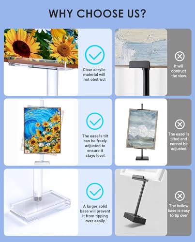 Adjustable Tabletop Acrylic Easel Stand for Picture Frames & Photo Display – Art Easel, Holds Frames up to 17" H, Perfect for Table Decor, Wedding Sign, Artwork Holder (2) - size: 2-Pack, 17"H