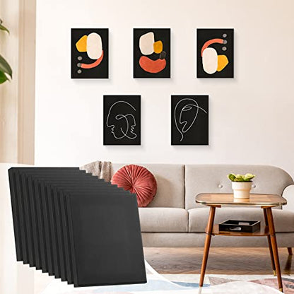 Thenshop 20 Pcs Black Canvas, Stretched Canvases for Painting, Blank Black Art Painting Supplies,8 oz Triple Primed 100% Cotton(8 x 10 Inch)