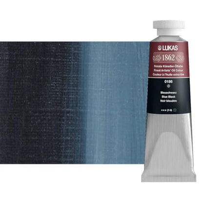 Lukas 1862 Professional German Oil Paint, Blue Black 37 mL - w/Beeswax & Non-Yellowing Sunflower Oil, Short Drying Time, Smooth, Outstanding Lightfastness - color: Blue Black, size: 1.25 Fl Oz (Pack of 1)