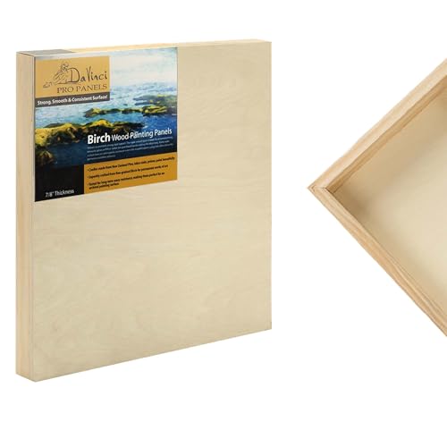 Da Vinci Pro Birch Wood Panel 7/8" Deep – 12x12 Single Panel - Fine Textured, Warp Resistant, Lightweight & Rigid – Perfect for Mounting Sanded Pastel or Watercolor Paper, Linen or Canvas