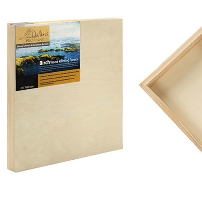 Da Vinci Pro Birch Wood Panel 7/8" Deep – 12x12 Single Panel - Fine Textured, Warp Resistant, Lightweight & Rigid – Perfect for Mounting Sanded Pastel or Watercolor Paper, Linen or Canvas
