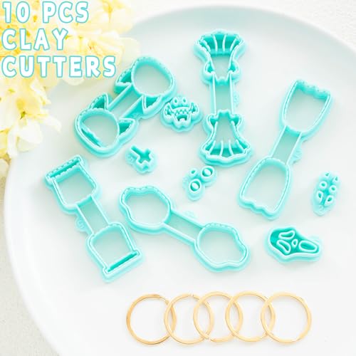 Tainsky Halloween Shapes Keychain Polymer Clay Cutter, 10 Shapes Fall Polymer Clay Keychain Cutters (B) - color: Keychain-B