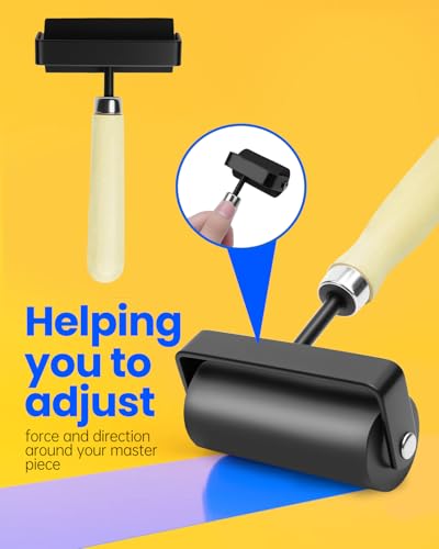 UCEC Brayer Roller for Printmaking – Wooden Handle Durable Wood Glue Roller, Paint, Brayer Rollers for Crafting, Great for Gluing Application, Diamond Painting, Block Printing, 1 Pack (1.5 Inch) - color: 1.5 Inch-Wooden Handle