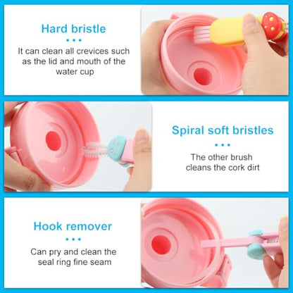 3 in 1 Multifunctional Lid Gap Cleaning Brush Set - Cup, Bottle, Sport Water Bottle (Pink, Yellow, Blue)