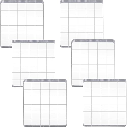 6 Pieces Stamp Block Clear Acrylic Stamping Blocks Tools Set with Grid Lines for DIY Crafts Scrapbooking Card Making Ornaments Stamping Projects