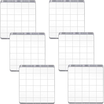 6 Pieces Stamp Block Clear Acrylic Stamping Blocks Tools Set with Grid Lines for DIY Crafts Scrapbooking Card Making Ornaments Stamping Projects