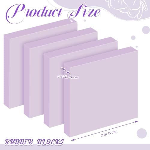 Frienda 24 Pcs 2" x 2" Rubber Carving Blocks Linoleum Blocks for Printmaking, Stamp Making, DIY Crafting, Scrapbook, Painting, Soft and Easy to Carve (Light Purple) - color: Light Purple